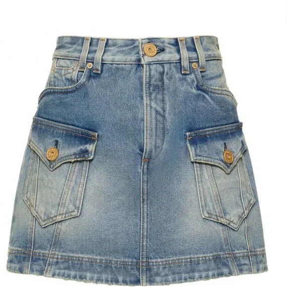 Balmain jeans Blue Skirt with Button Details - Picture 1 of 8